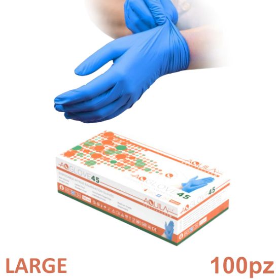 Picture of GUANTI NITRILE BLU 4,5gr Tg.L LARGE 100pz - AQUILA senza polvere