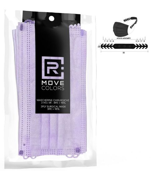 Immagine di MASCHERINE CHIRURGICHE 50pz ITALY VIOLA (imbustate da 10pz x5confezioni) + GANCIO