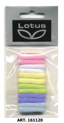 Immagine di ELASTICI PER CAPELLI LOTUS IN SPUGNA 12pz PICCOLI COLORI ASSORTITI ART.4845