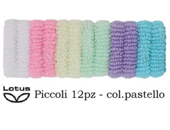 Immagine di ELASTICI PER CAPELLI LOTUS IN SPUGNA 12pz COLOR PICCOLI ART.4844