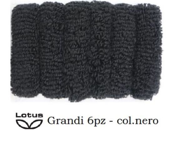 Immagine di ELASTICI PER CAPELLI LOTUS IN SPUGNA 6pz NERO GRANDI ART.5565