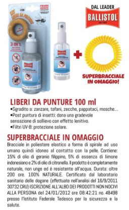 Immagine di ANTIZANZARE ANTI PUNTURA 1pz 100ml + BRACCIALE OMAGGIO BALLISTOL