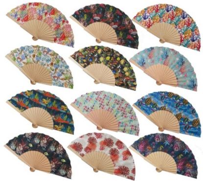 Immagine di VENTAGLIO diam.42cm 12pz IN LEGNO colori assortiti