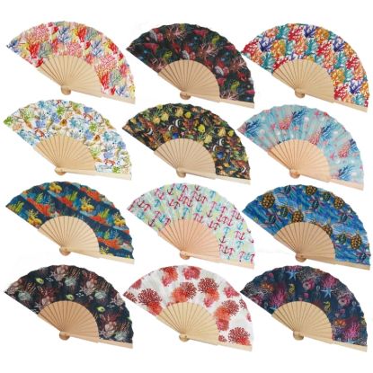 Immagine di VENTAGLIO diam.42cm 12pz IN LEGNO colori assortiti