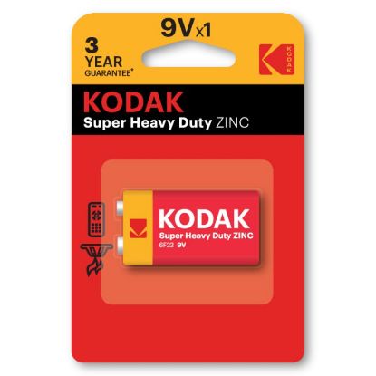 Immagine di BATTERIE KODAK ZINC SUPER HEAVY DUTY 9V TRANSISTOR 9v 1x 1pz