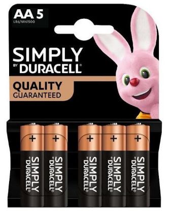 Immagine di BATTERIE DURACELL SIMPLY STILO MN1500 1.5v 5x1pz