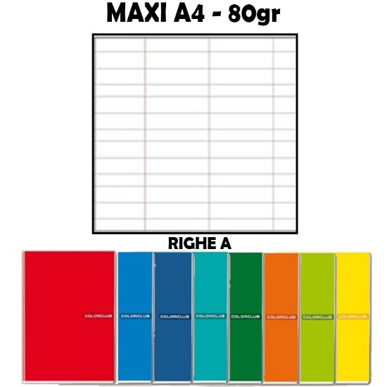 Picture of QUADERNI MAXI TINTA UNITA A RIGHE 80gr - 10pz 21x29cm A4