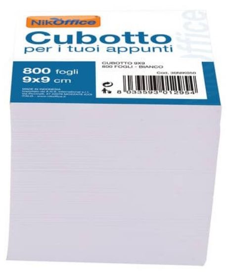 Picture of BLOCCONI APPUNTI 9x9x9cm 1pz BIANCO