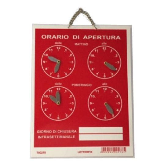 Immagine di TARGA ORARIO 16X21 ROSSO C/LANCETTE 1pz