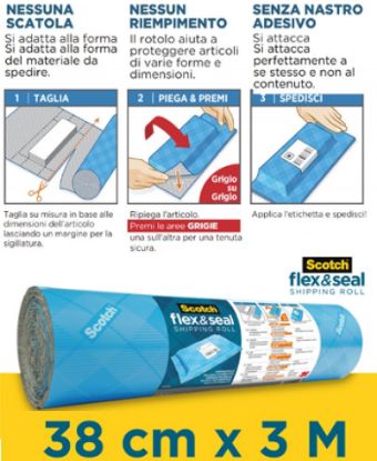 Immagine di ROTOLO IMBALLO SPEDIZIONI 3M FLEX&SEALS 1pz - 38cm X 3mt