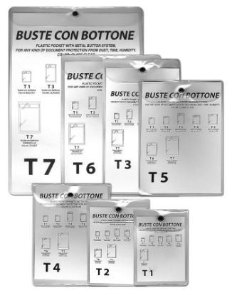 Immagine di BUSTA CON BOTTONE TRASPARENTE 12x15,5cm 10pz IN PVC T4