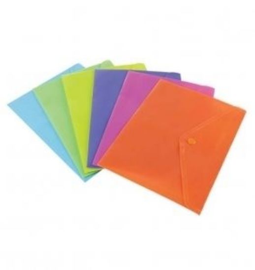 Immagine di BUSTA CON BOTTONE FLUO VOUCHER 5pz COLORI ASS. 11X22cm KROMATICA