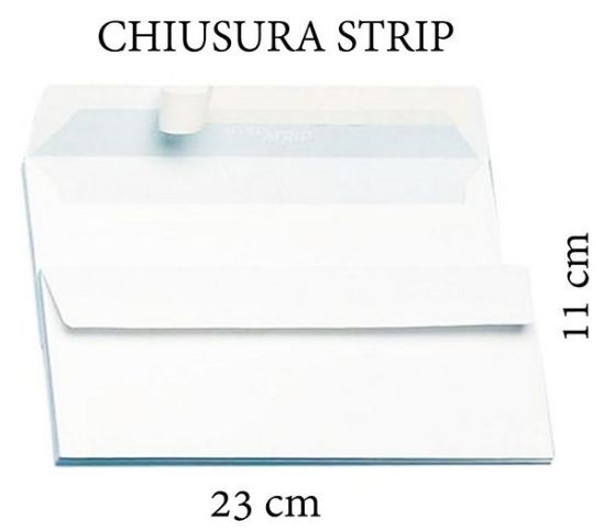 Immagine di BUSTA LETTERA 11x23cm 90g SENZA FINESTRA CON STRIP 25pz BIANCA - 0548