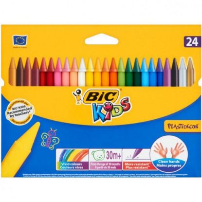 Immagine di PASTELLI CERA BIC 24 COLORI 1pz PLASTIDECOR RESISTENTI