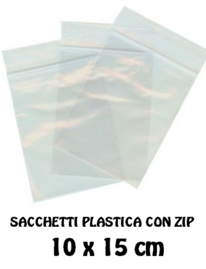 Immagine di SACCHETTI BUSTA POLIETILENE ZIP 10x15cm 100pz USO ALIMENTARE