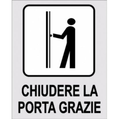 Immagine di TARGA ADESIVE 8X10 ARGENTO PICTOFIX CHIUDERE LA PORTA 1pz