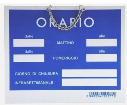 Immagine di TARGA ORARIO 12X15 BLU C/FINESTRE E ADESIVO 1pz