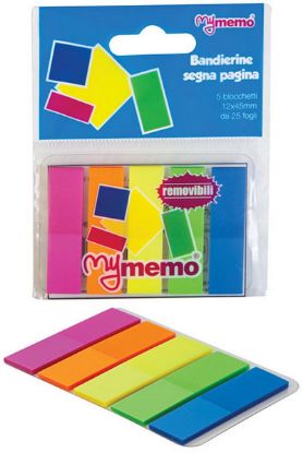 Immagine di SEGNAPAGINA MYMEMO PLAST.5COL 12x45mm 125FG
