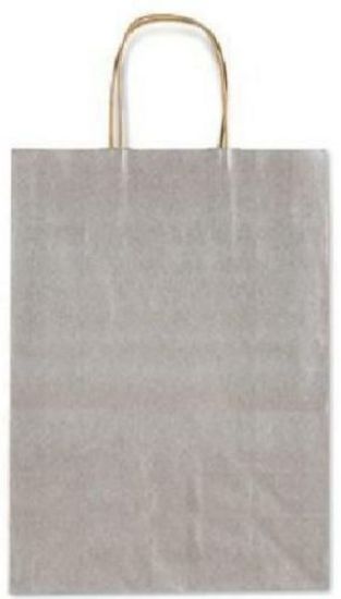 Immagine di SACCHETTI SHOPPER TU ARGENTO 36x12x41cm 25pz CON MANICO CORDA