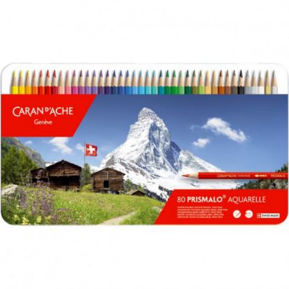 Immagine di PASTELLI PRISMALO 80 COLORI CARAN D'ACHE SCATOLA IN METALLO