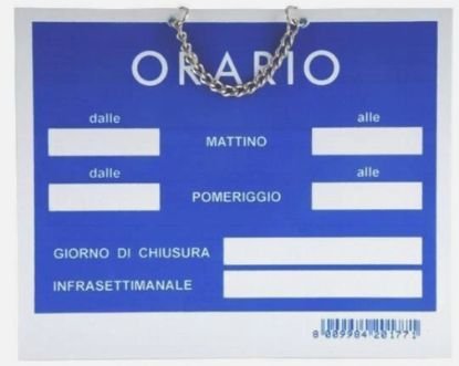 Picture of TARGA ORARIO 12X15 ROSSO C/FIN. E ADESIVO 1pz