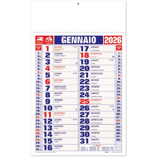 Picture of CALENDARIO OLANDESE 29x47cm ROSSO/BLU