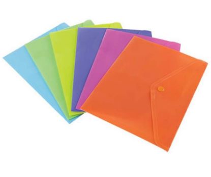 Immagine di BUSTA CON BOTTONE FLUO A7 5pz COLORI ASS. 10X15cm KROMATICA