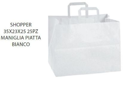 Immagine di SACCHETTI SHOPPER TU BIANCO 35x23 + 25cm 25pz