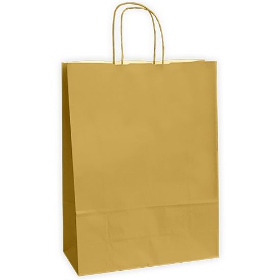 Immagine di SACCHETTI SHOPPER TU ORO 18x8x24cm 25pz CON MANICO CORDA