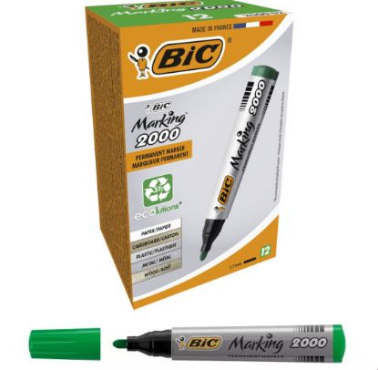 Immagine di MARCATORE BIC PERMANENT 12pz VERDE P. TONDA MARKING 2000