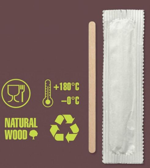 Immagine di PALETTE CAFFE 1000pz 114mm LEGNO IMBUSTATE SINGOLE