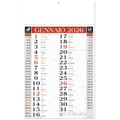 Immagine di CALENDARIO OLANDESE 29X47cm ROSSO/NERO