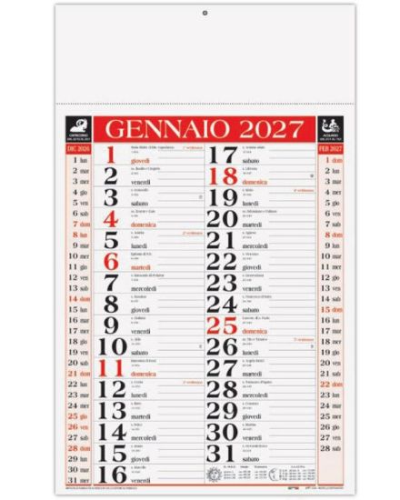 Picture of CALENDARIO OLANDESE 29X47cm ROSSO/NERO