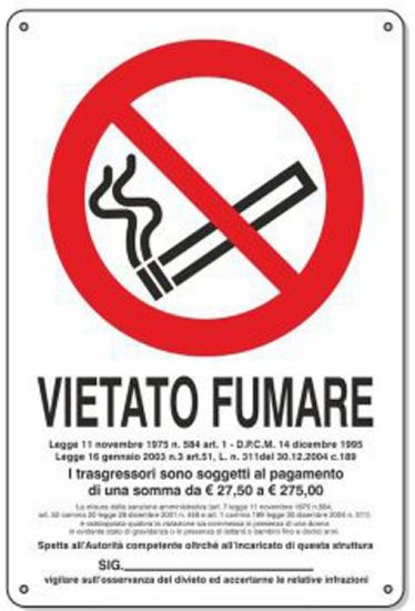 Picture of TARGA VIETATO FUMARE 23X29 VIETATO FUMARE 011 PLASTICA 1pz