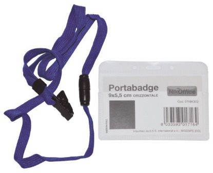 Immagine di PORTA BADGE PORTANOME C/CORDONE 30pz BLU 90X55MM