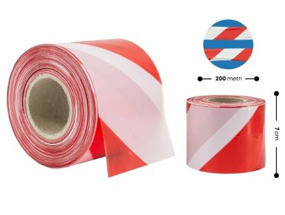 Picture of NASTRO SEGNALETICO STRADALE BIANCO/ROSSO 7cm x 200mt