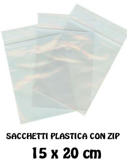 Immagine di SACCHETTI BUSTA POLIETILENE ZIP 15x20cm 100pz USO ALIMENTARE