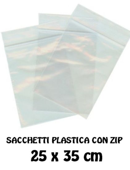 Immagine di SACCHETTI BUSTA POLIETILENE ZIP 25x35cm 100pz USO ALIMENTARE