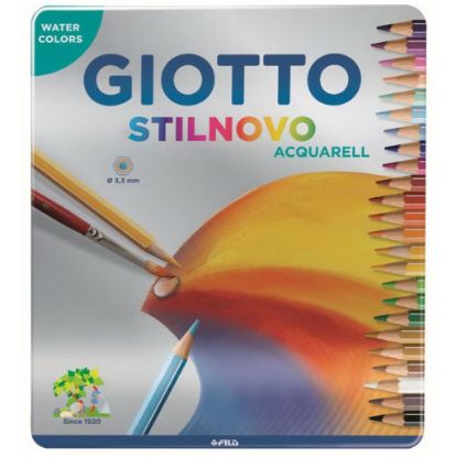 Immagine di PASTELLI GIOTTO STILNOVO 24 COLORI ACQUARELLABILI SCATOLA METALLO