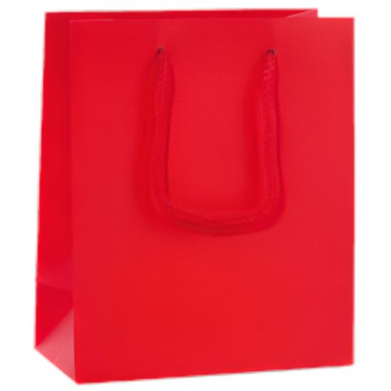 Immagine di SACCHETTI SHOPPER RINFORZATA ROSSO 16x8x19cm 12pz CON MANICO CORDA