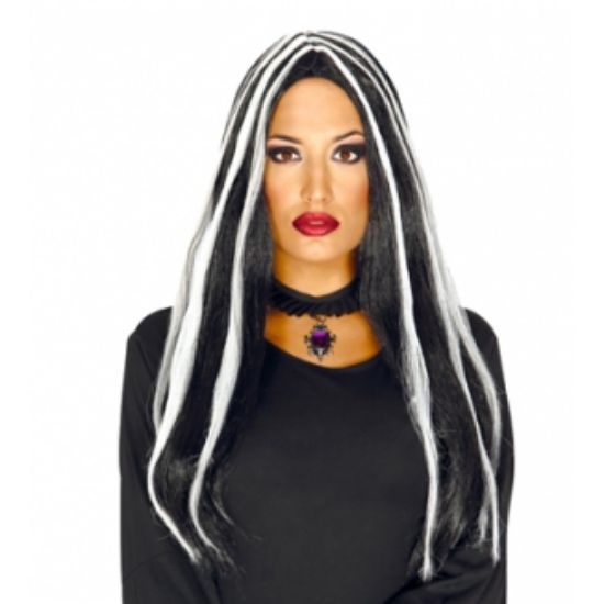 Immagine di PARRUCCA NERA CON STRIATURE BIANCHE LUNGA