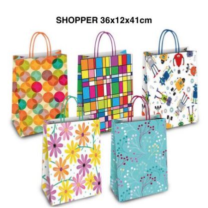 Immagine di SACCHETTI SHOPPER DECOR 36x12x41cm 25pz GENERICO 1