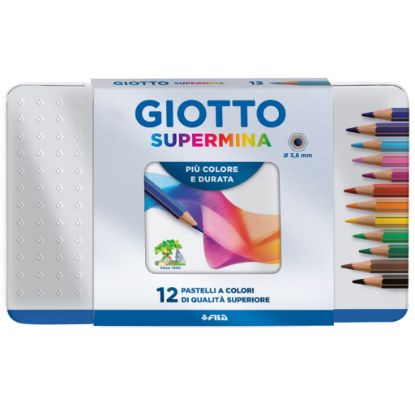 Immagine di PASTELLI GIOTTO SUPERMINA 12 COLORI SCATOLA METALLO