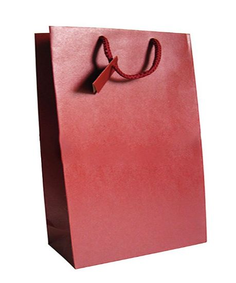 Immagine di SACCHETTI SHOPPER RINFORZATA BORDEAUX 16x8x19cm 12pz CON MANICO CORDA