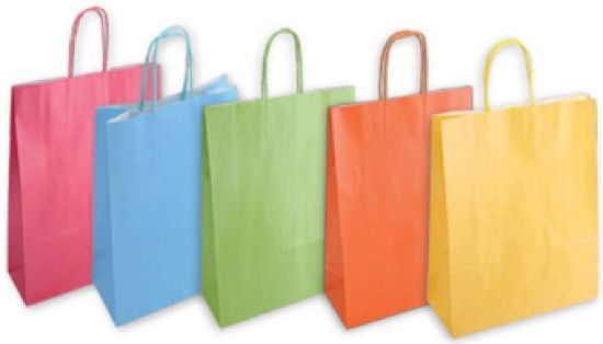 Immagine di SACCHETTI SHOPPER TINTA UNITA 26x12x35cm 25pz PERLATO COLORI ASSORTITI