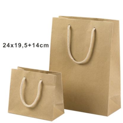 Immagine di SACCHETTI SHOPPER KRAFT NATURE 24x19,5 + 14cm 12pz CON FORO