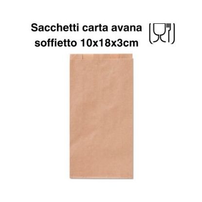 Immagine di SACCHETTI CARTA AVANA SOFFIETTO 10X18X3cm 100pz