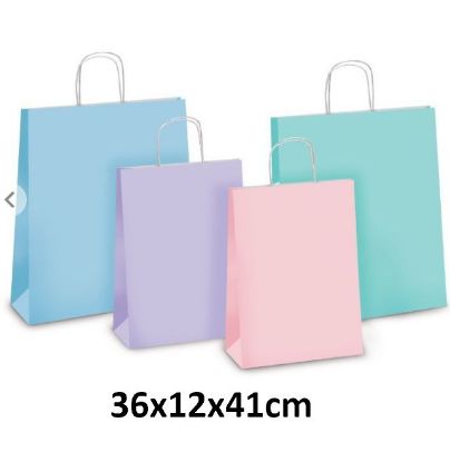 Immagine di SACCHETTI SHOPPER TINTA UNITA 36x12x41cm 25pz CON MANICO CORDA COLORI ASSORTITI