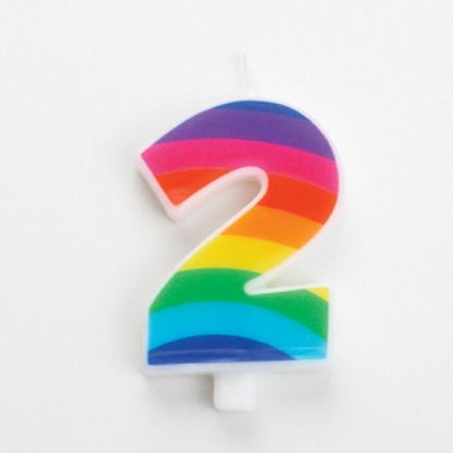 Immagine di CANDELA COMPLEANNO 9,5cm 1pz N.2 RAINBOW SCINTILLANTE