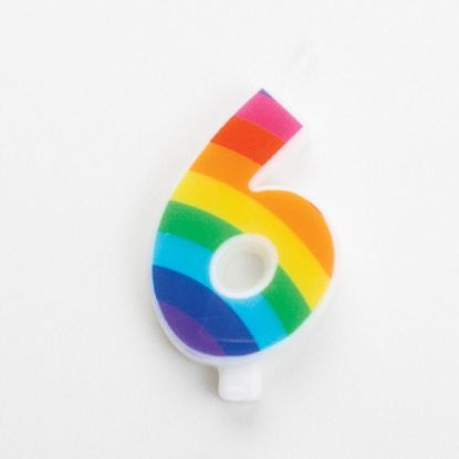 Immagine di CANDELA COMPLEANNO 9,5cm 1pz N.6 RAINBOW SCINTILLANTE